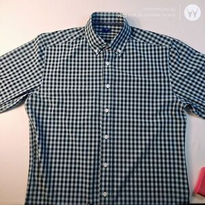 Footjoy Performance Woven Gingham Button Down Long Sleeve Dress Shirt Size US M